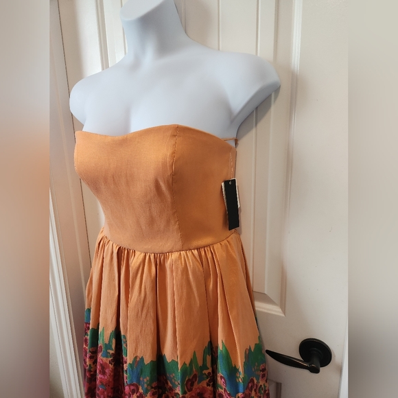 Aqua Brand Floral Strapless Dress Fit&Flare Size 12 Homecoming Summer Fall - Picture 6 of 12